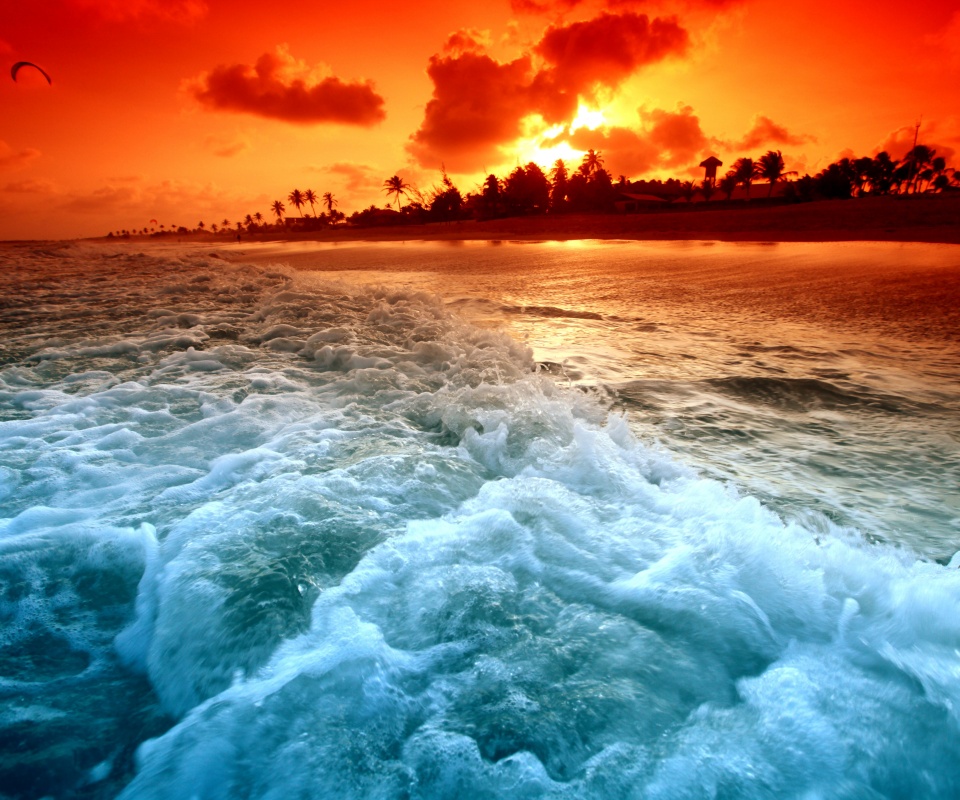 Огненный пляж обои