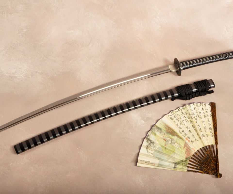Катана и веер обои