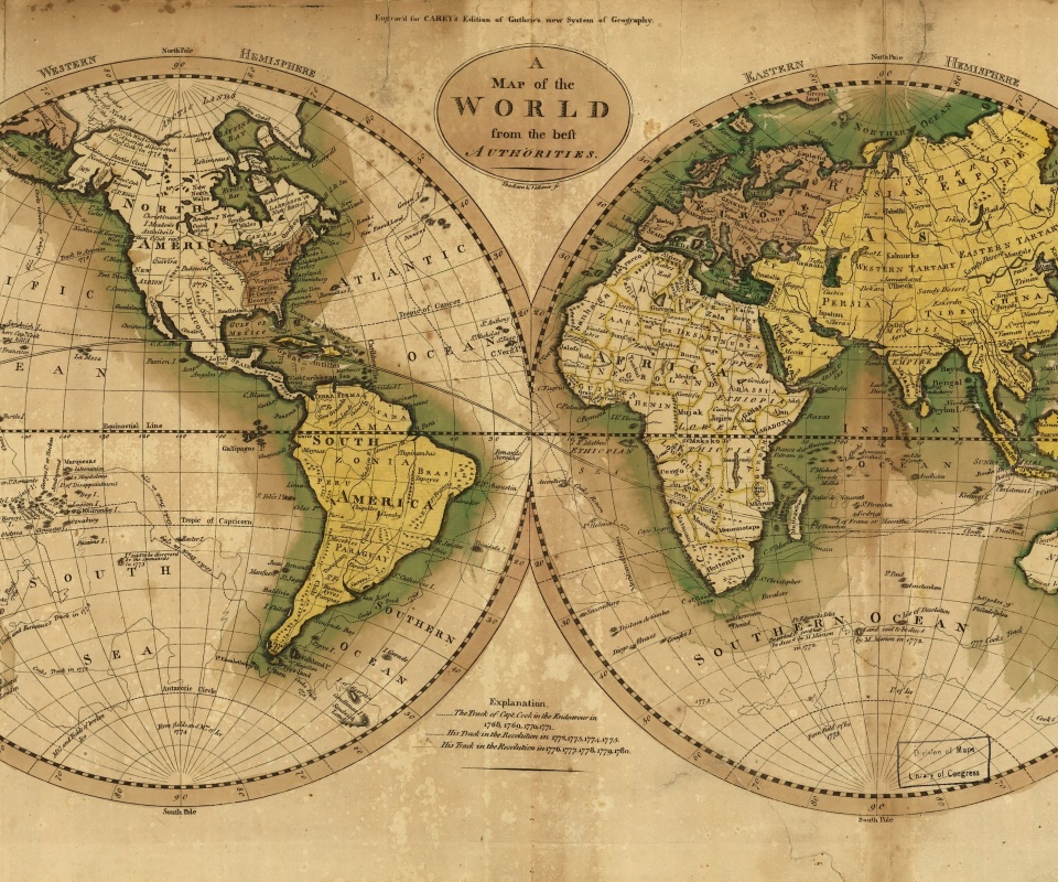 Старинная карта мира обои