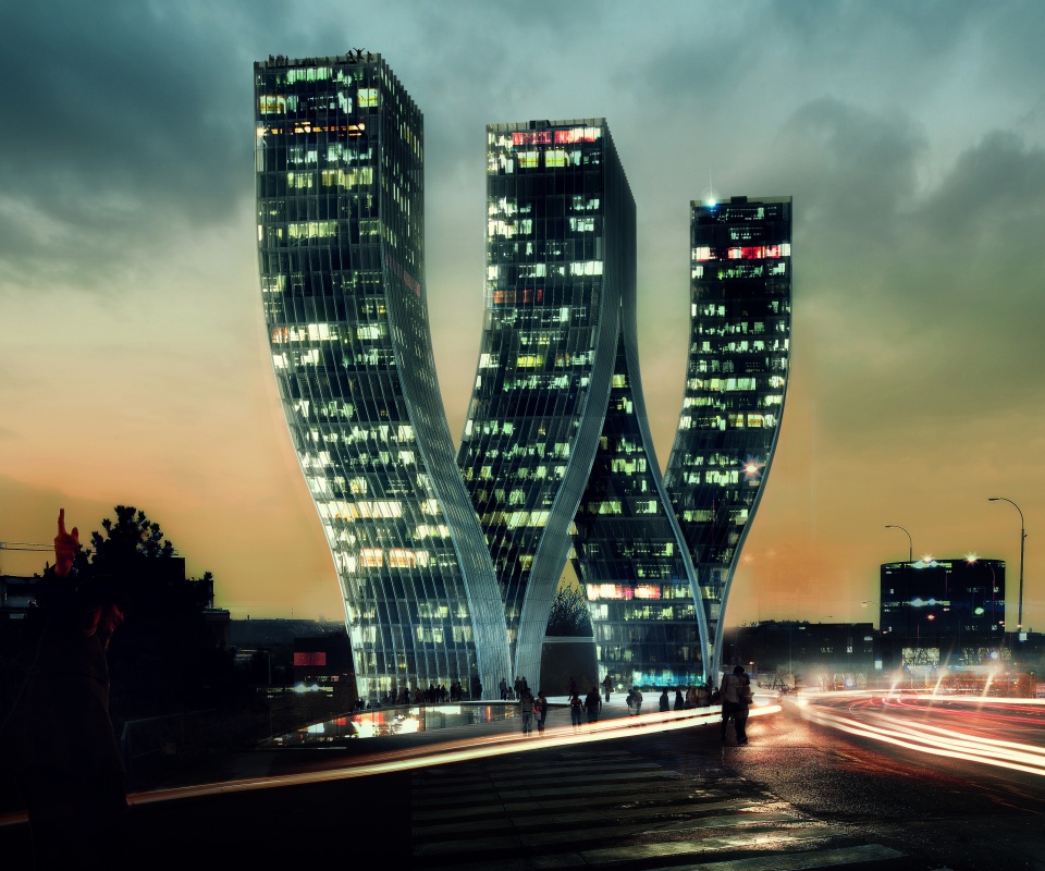 Здание в форме буквы W обои