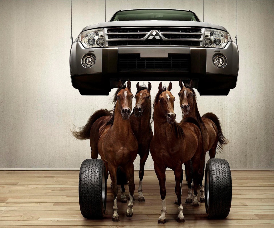 Лошадинные силы - принт Митсубиси обои