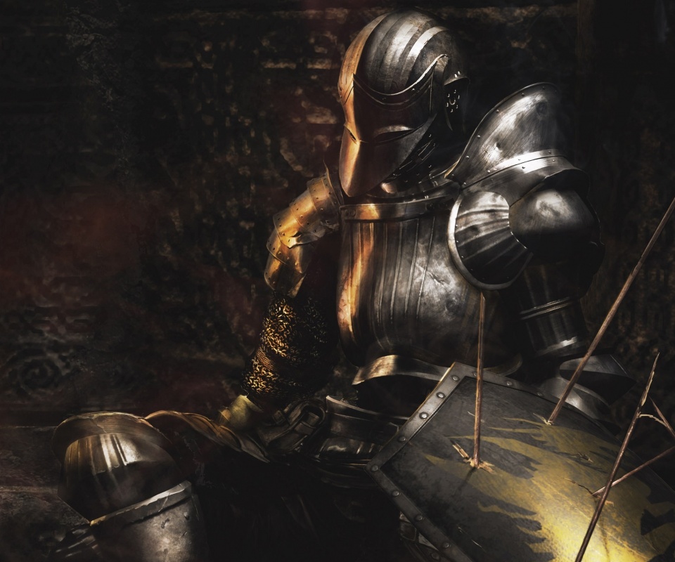 Поверженный рыцарь в доспехах обои