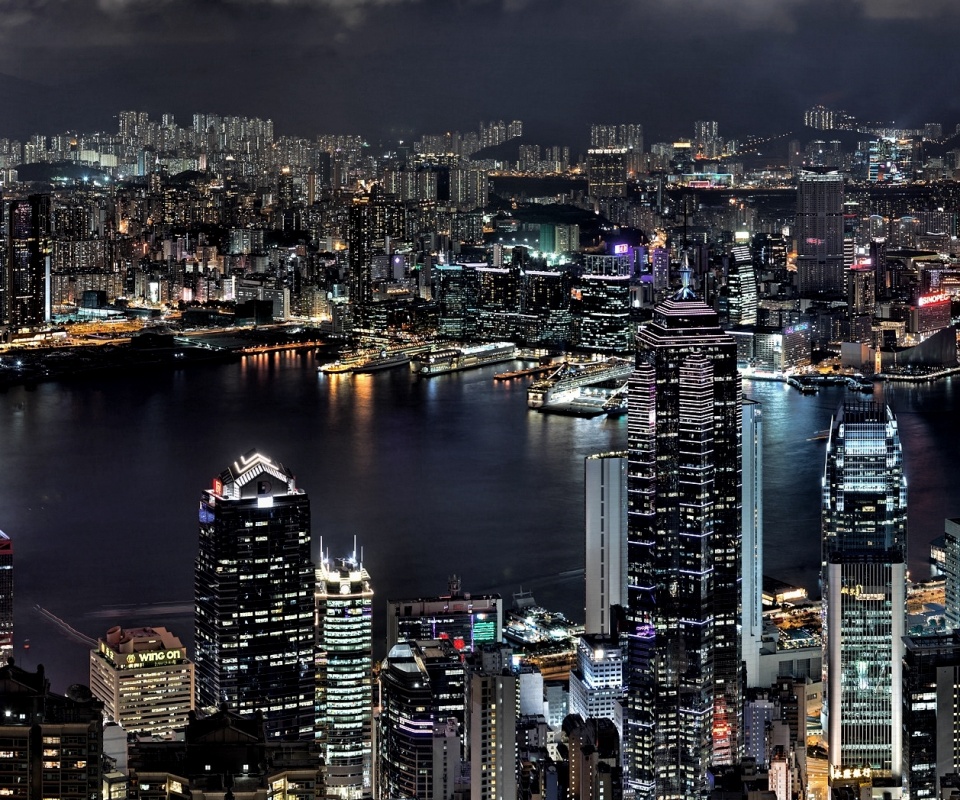 Небоскребы ночью обои