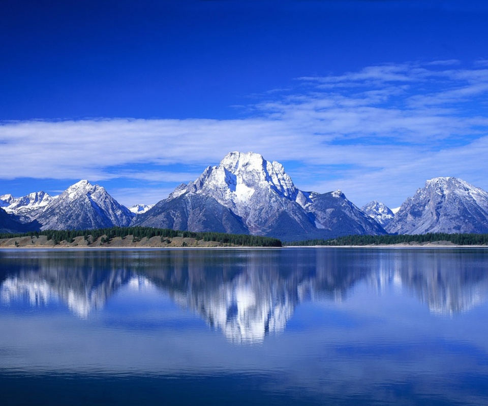 Вид на горы за озером обои