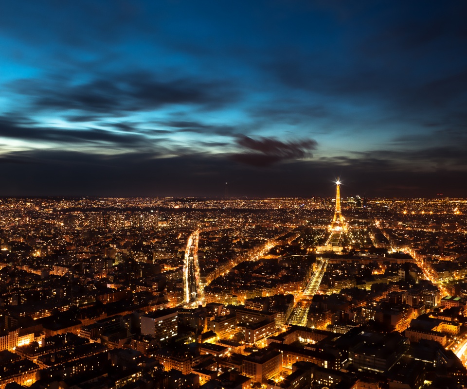 Вид на ночной Париж обои