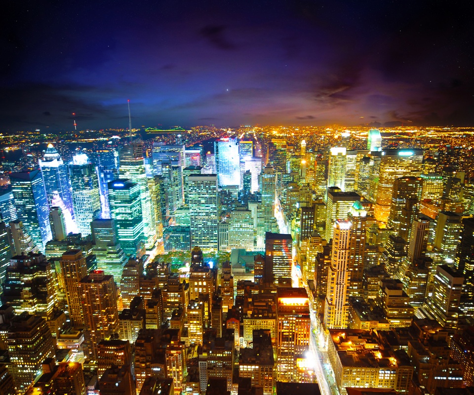 Вид на ночной Нью-Йорк обои