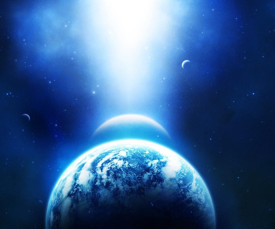 Свет звезды падает на планету обои