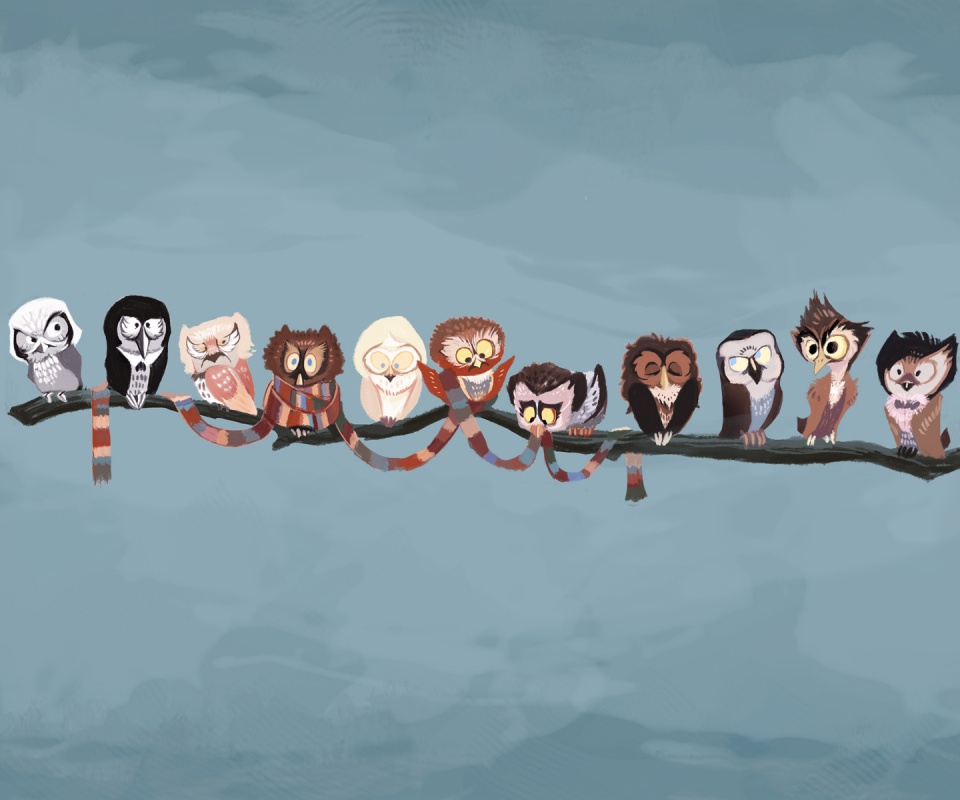 Совы на ветке обои