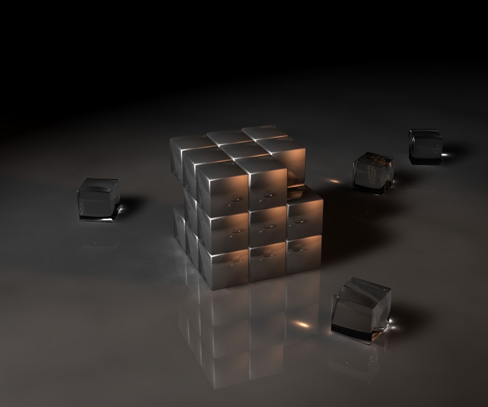 Кубик рубика из стекла обои