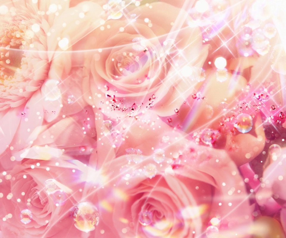 Розово-розовая абстракция с цветами обои