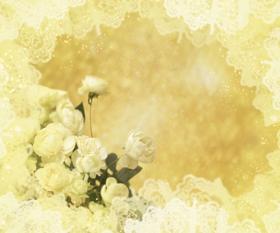 Бежевые кружева и розы обои