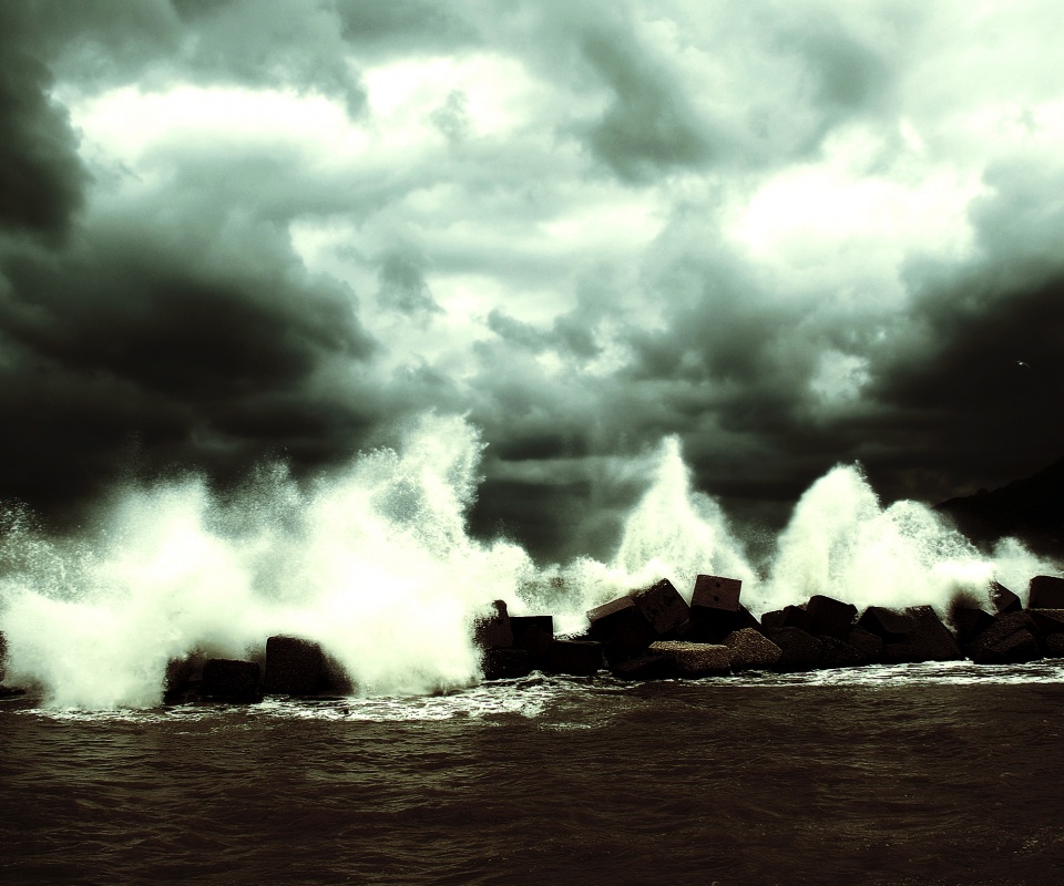 Буря в океане обои