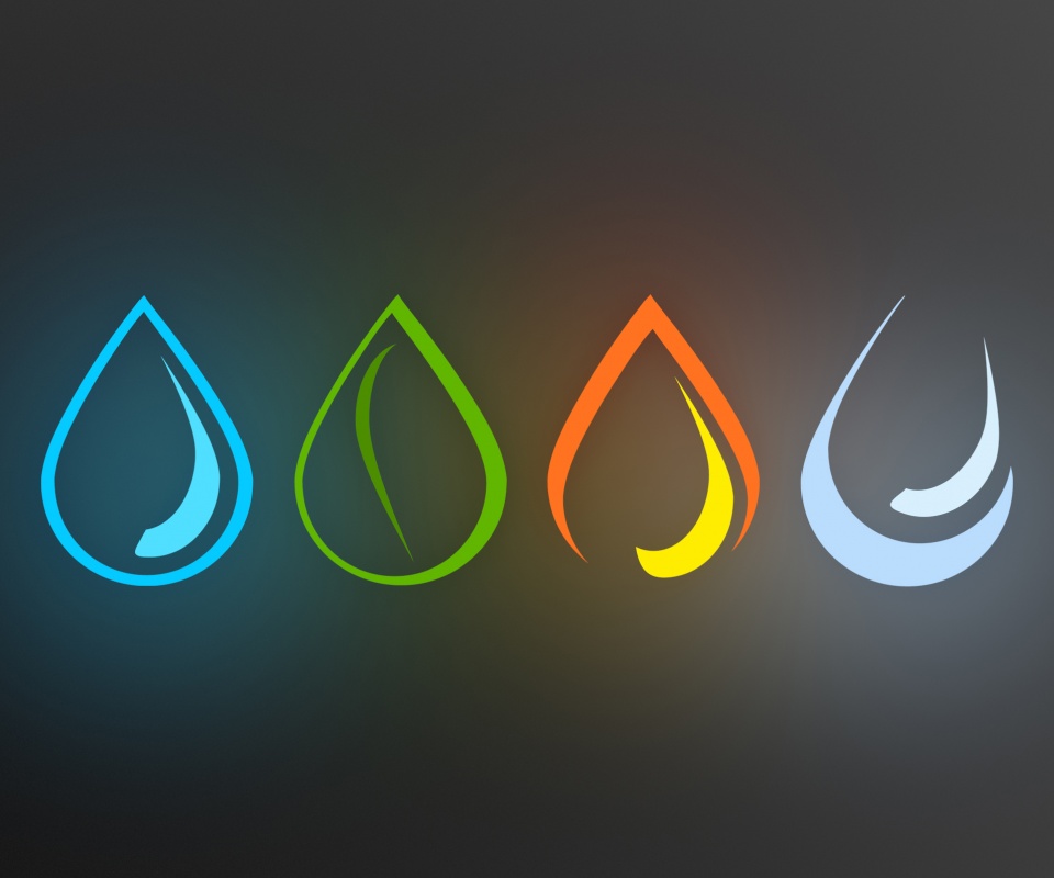 Четыре стихии в каплях обои