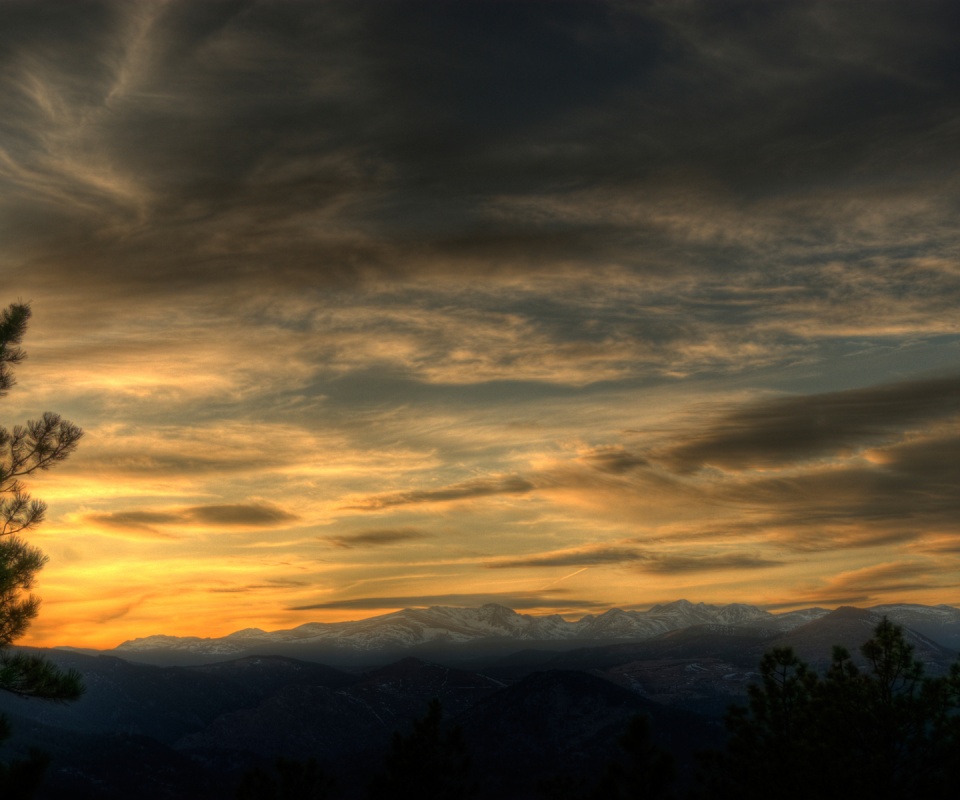 Горный закат обои