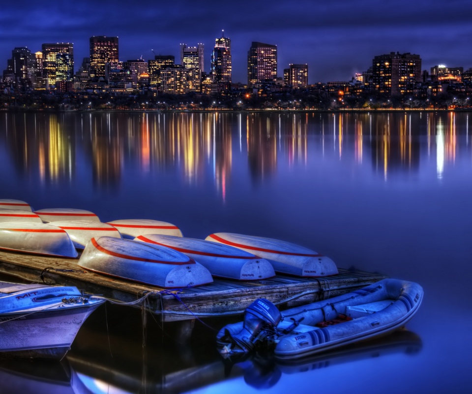 Ночной Бостон обои