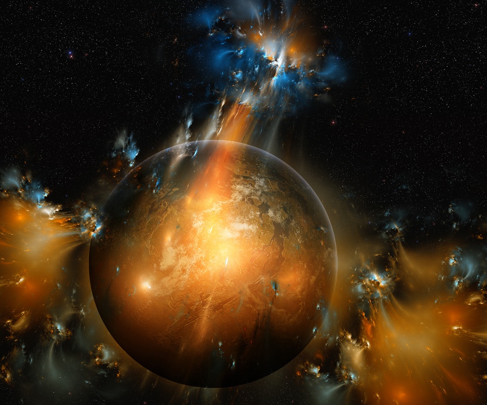 Планета в огнях обои