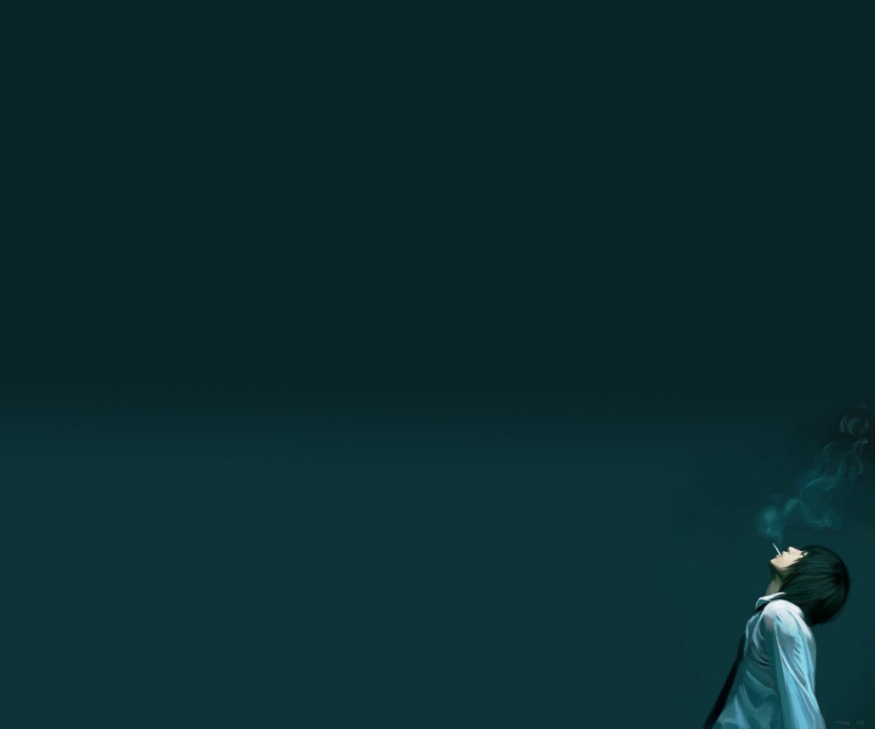 Курящий в углу обои