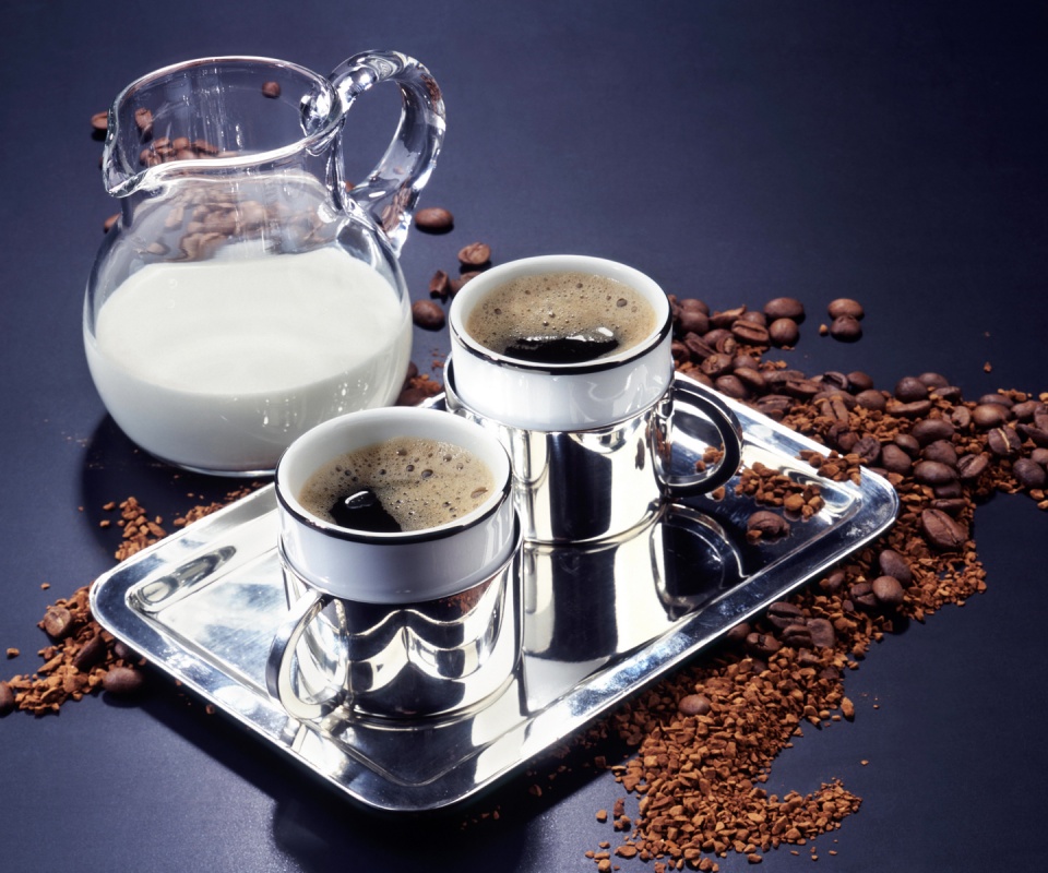 Поднос с кофе обои