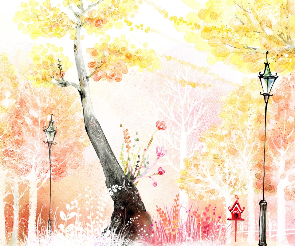 Фонари в парке обои