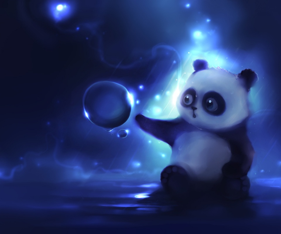 Панда и пузырек обои