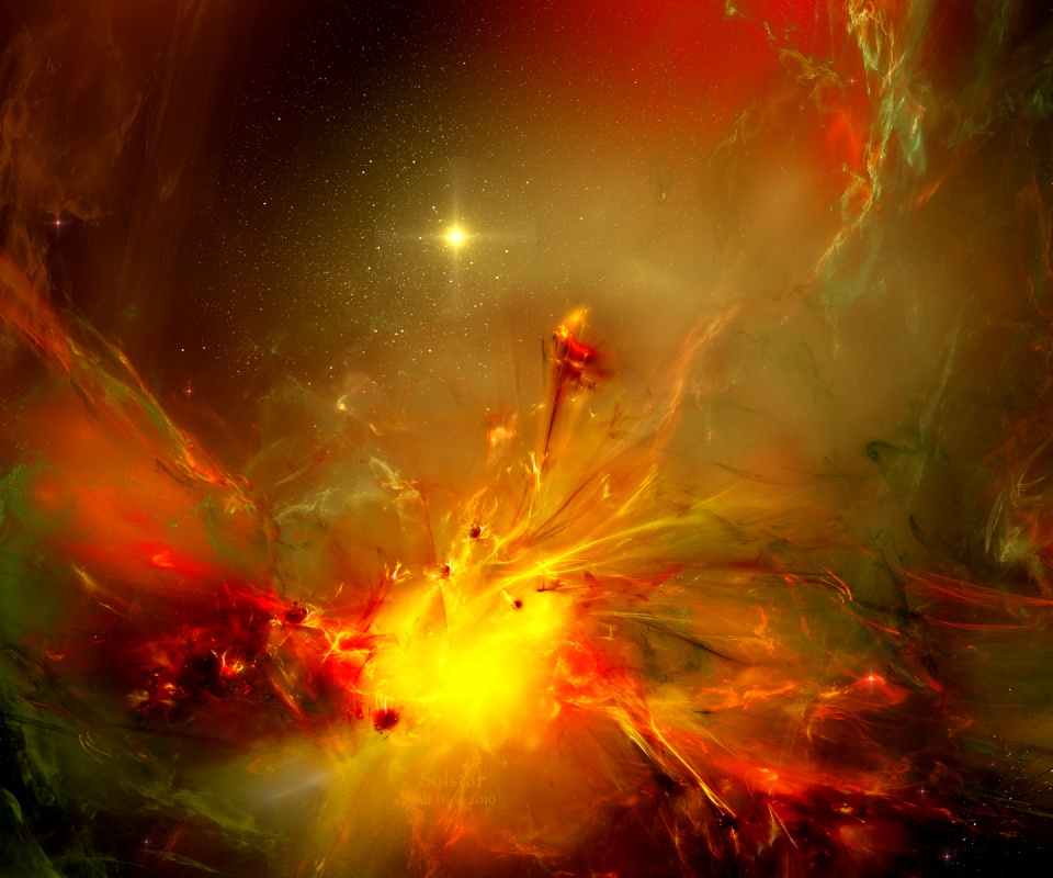 Туманность в красно-жёлтых тонах обои