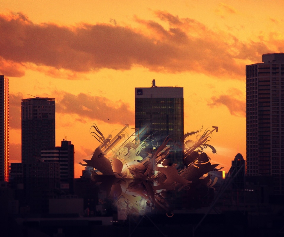 3D абстракция прямо в городе обои