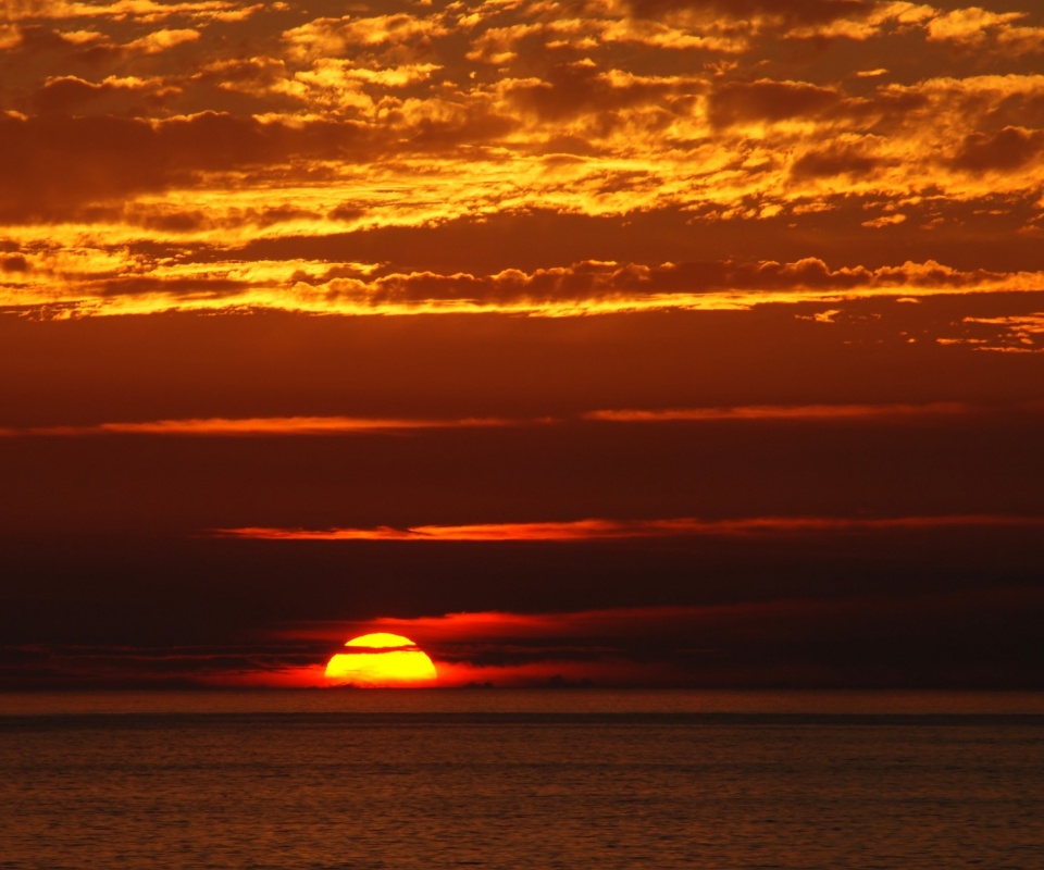 Закат в море обои