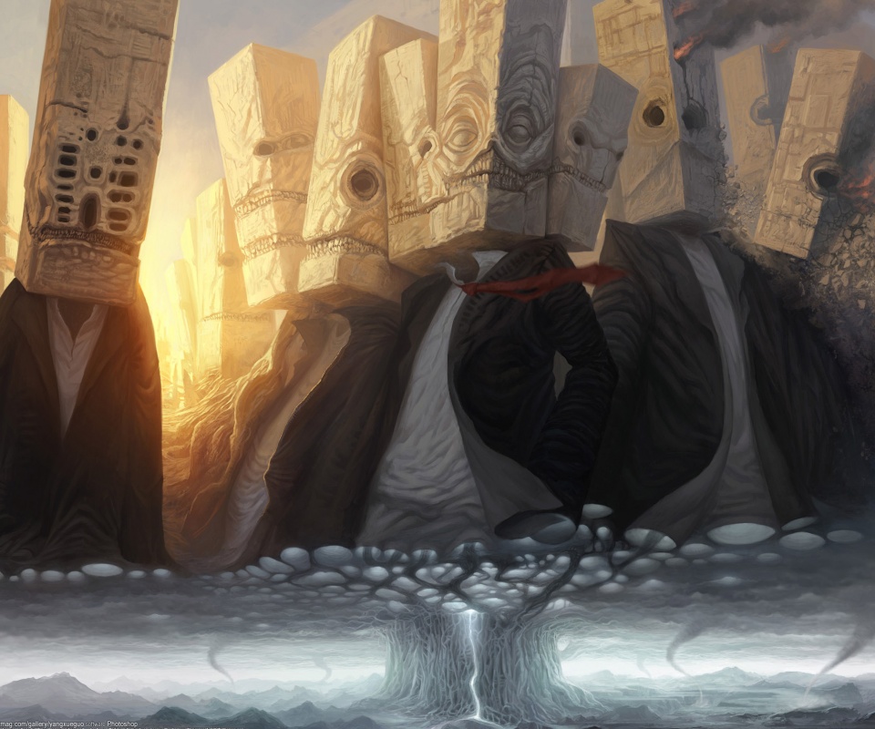 Каменные головы обои