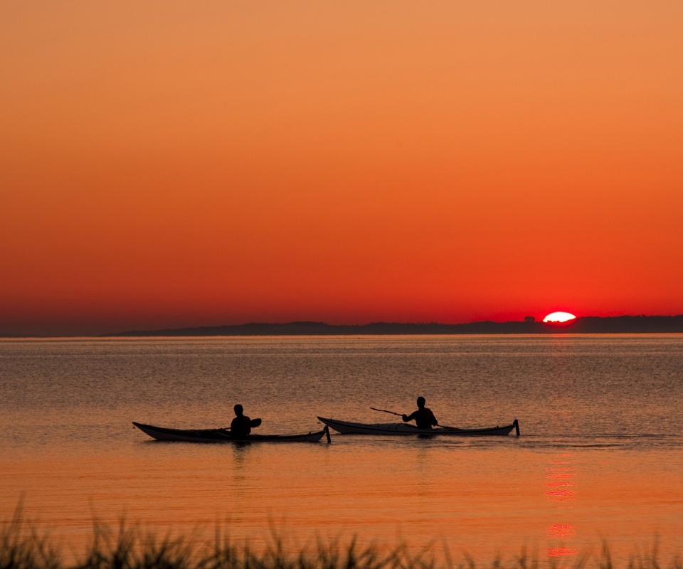 Рыбаки на лодках обои