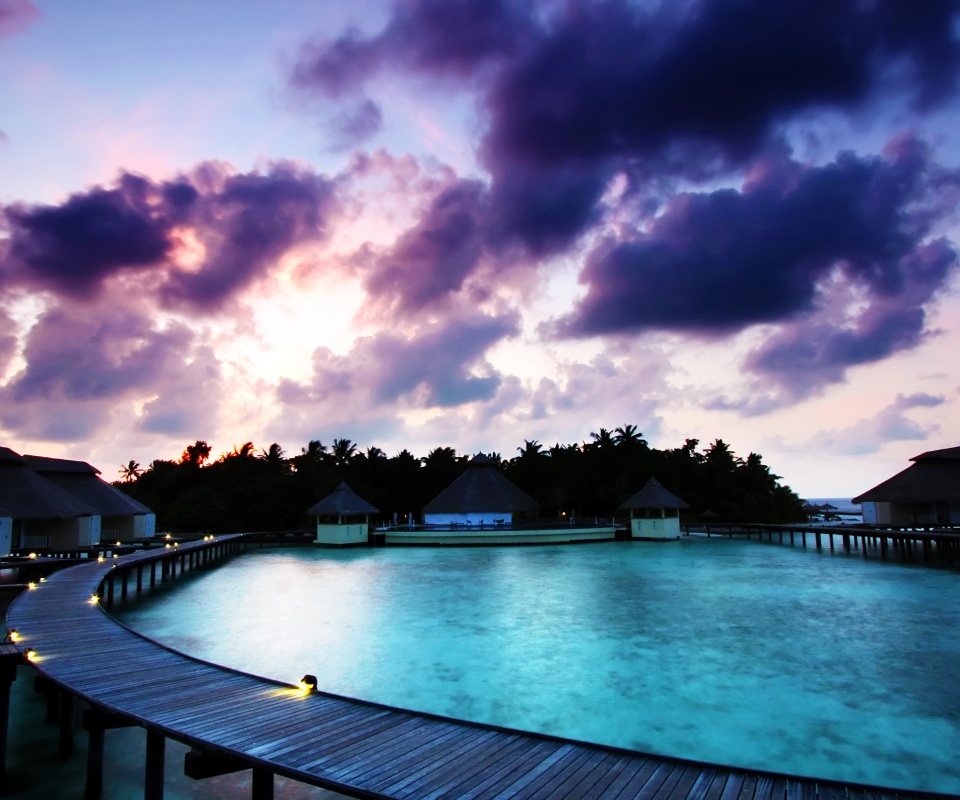 Бунгало на воде обои