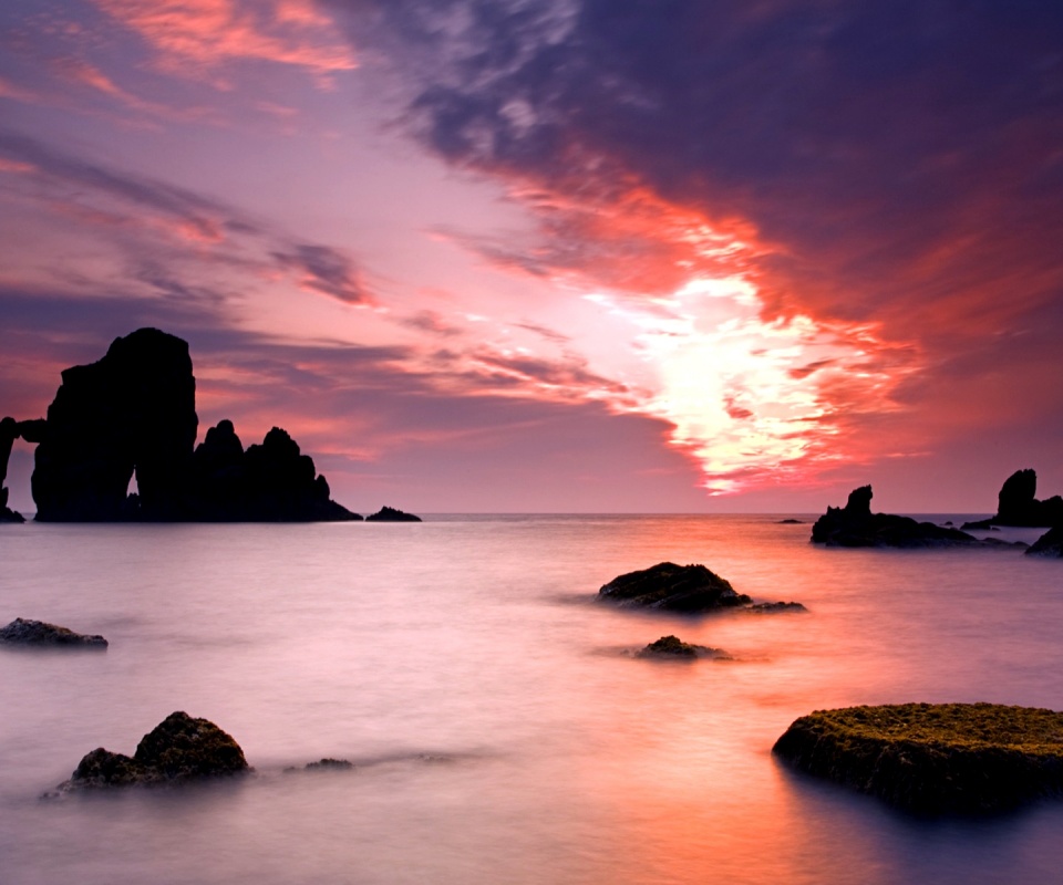 Закат на море обои