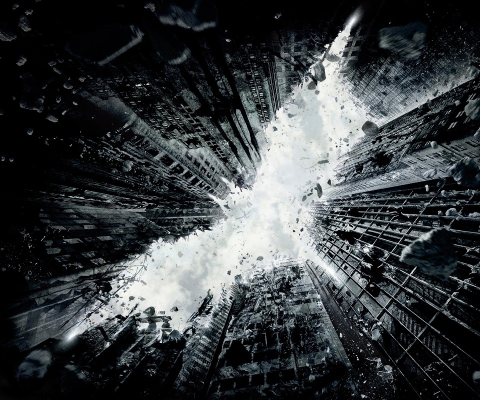 Темный рыцарь среди рушащегося мира обои