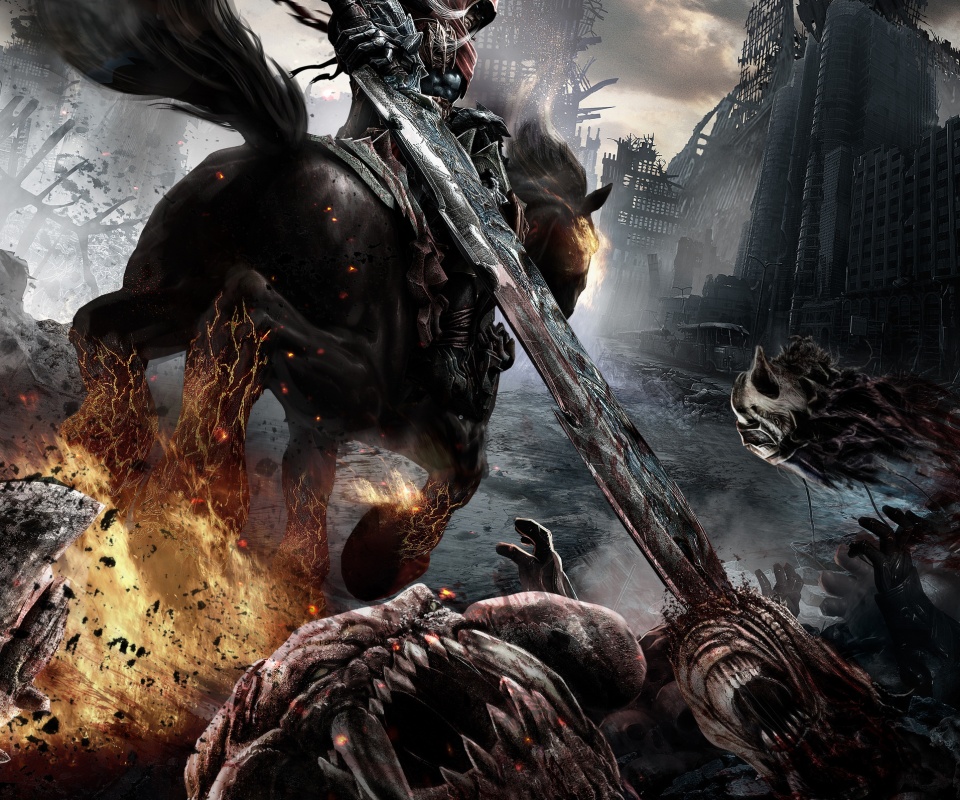 Темный рыцарь на демоническом коне обои