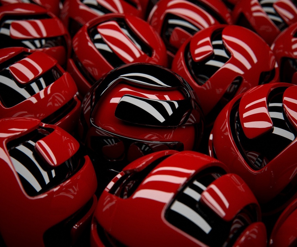 Красные объемные шарики обои