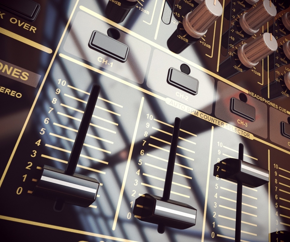 Пульт диджея и отражение на нем обои