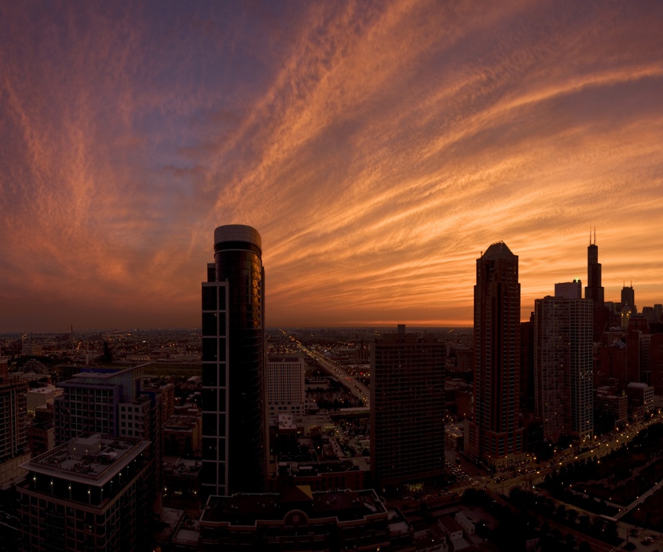Сумерки в городе обои