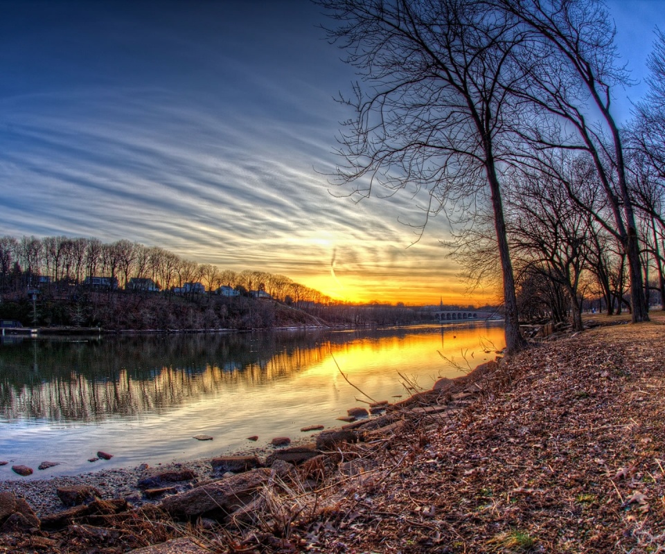 Осенний закат обои