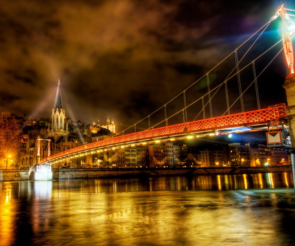 Ночная подсветка моста обои