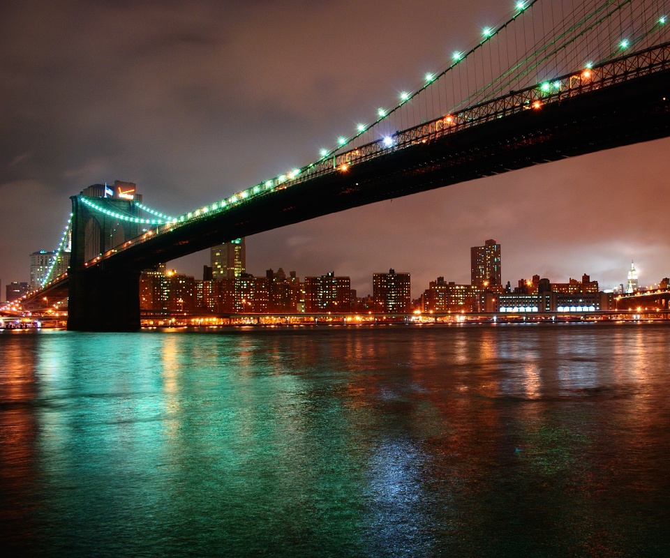 Мост в огнях обои