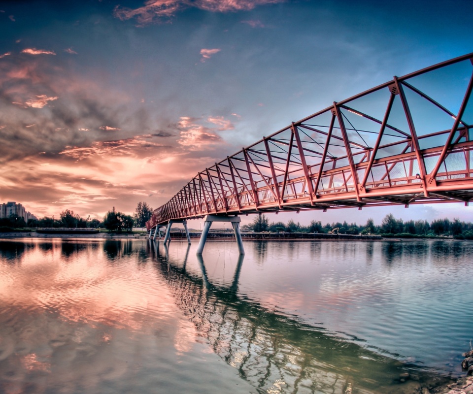 Мост через реку обои