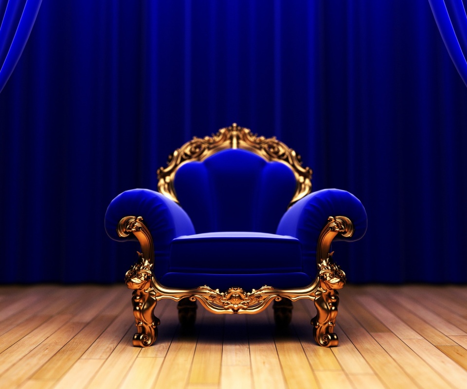 Королевское синее кресло обои