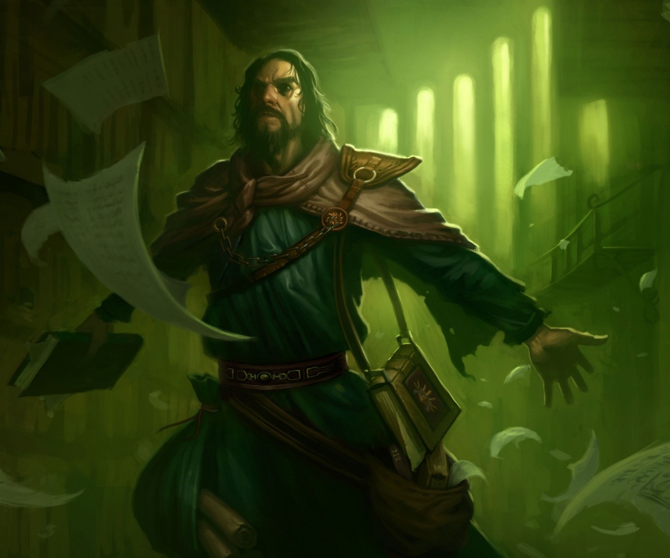 Маг в библиотеке обои