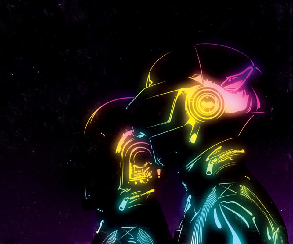 Яркий скетч Daft Punk обои