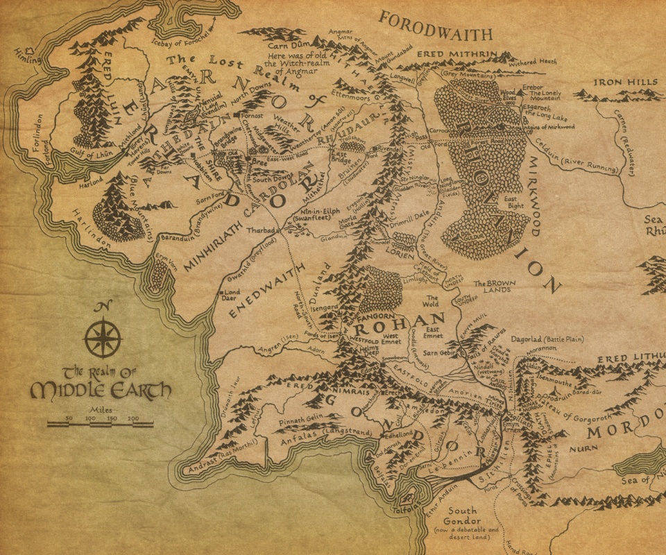 Карта Средиземья обои