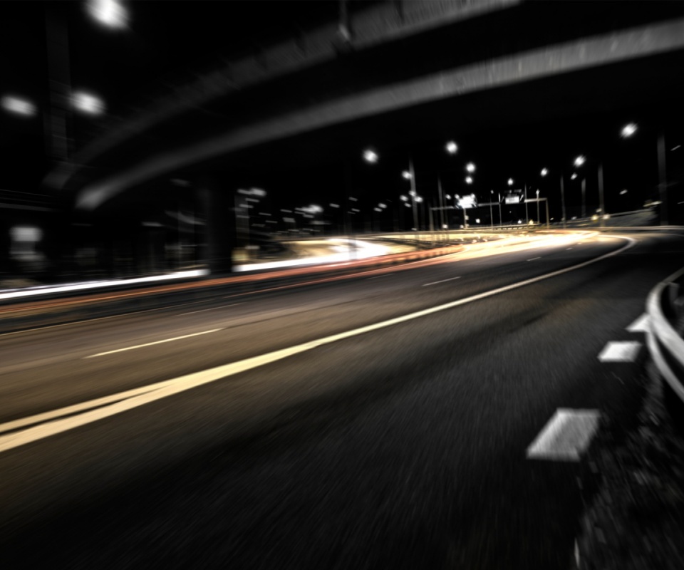 Дорога в ночном городе обои