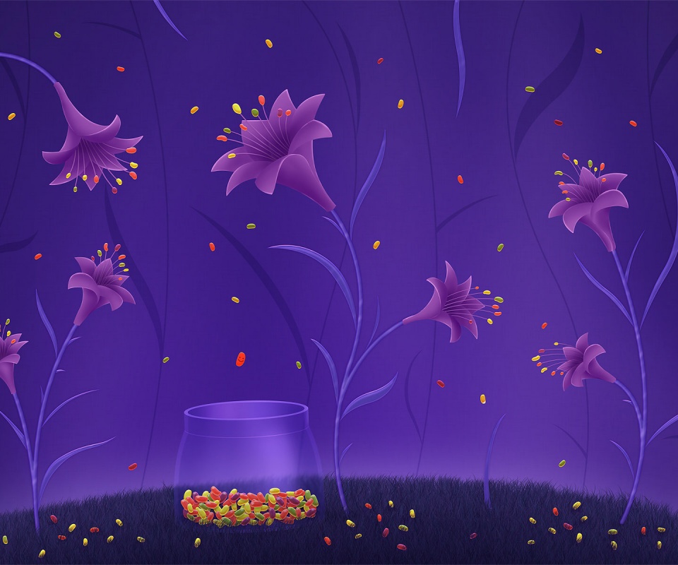 Волшебные цветы и конфетки обои