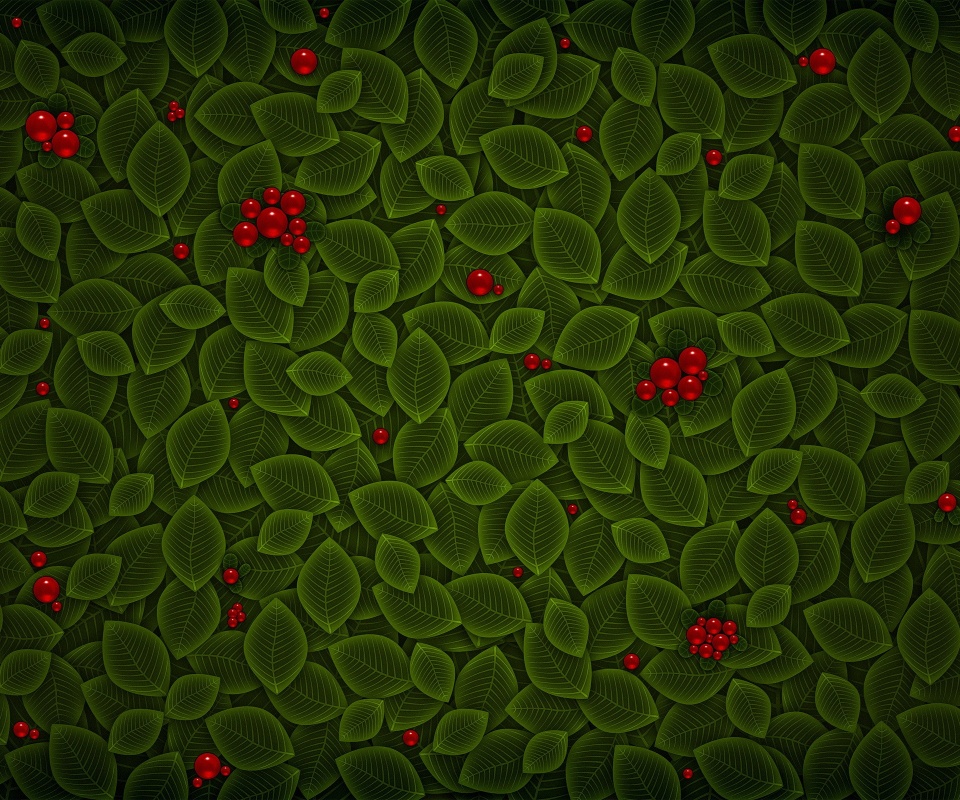Векторные листья с ягодами обои