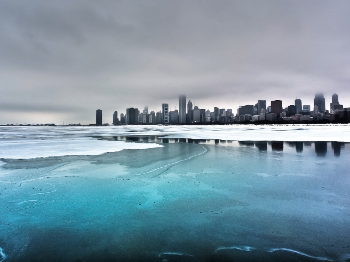 Зимний город обои