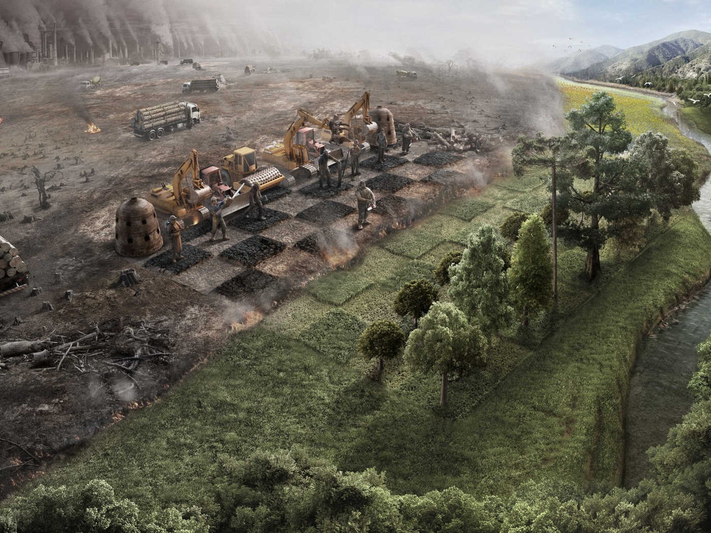 Цивилизация против природы обои