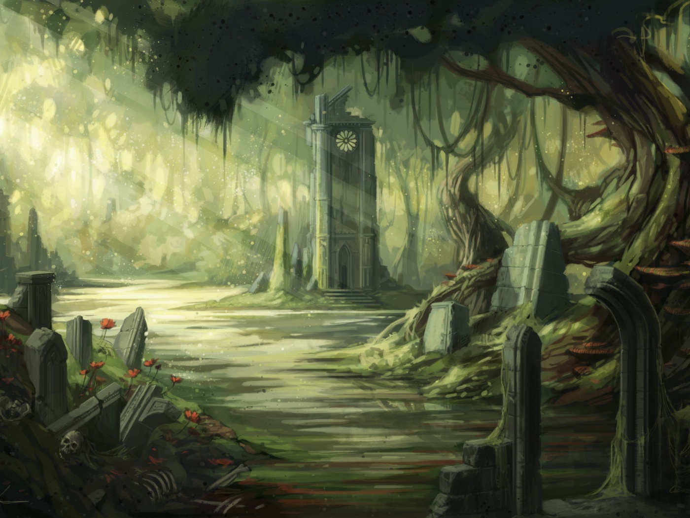 Руины эльфийского города обои